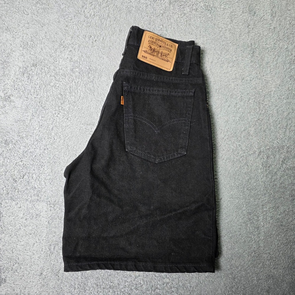 Levi's Womens 5 950 Relaxed Fit Shorts Black Orange Tab High Rise Made in USA